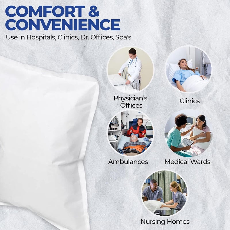 Medcore Disposable Pillowcases (Pack of 40) – White, 21" x 30" (Tissue/Poly) Single-Use Pillow Covers – Medical Paper Supplies -Protects Against Stains and Spills Ambulance Services. Use for Travel - Image 3